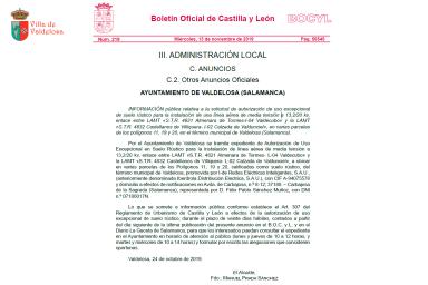 INFORMACIÓN PÚBLICA   relativa a la solicitud de autorización de uso excepcionalde suelo rústico para la instalación de una línea aérea de media tensión 